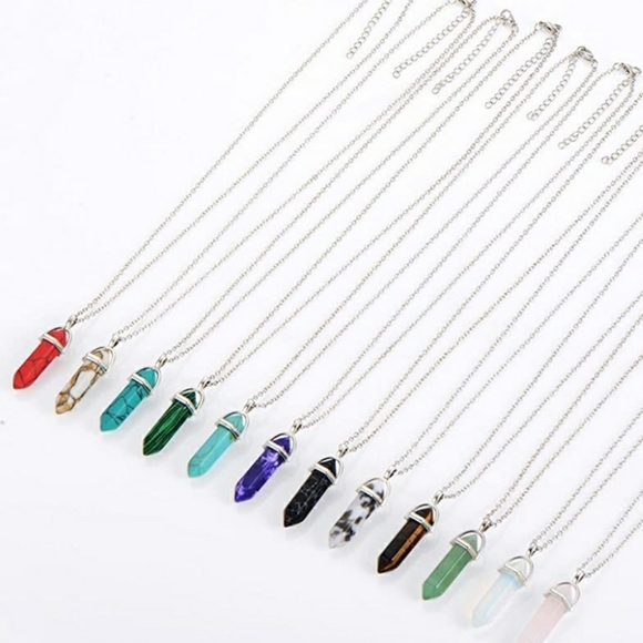 🌷Chakra crystal gemstone pendant necklace - silver - Picture 3 of 10